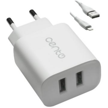 Incarcator Retea P100 iPhone 2x USB 2A 12W Alb