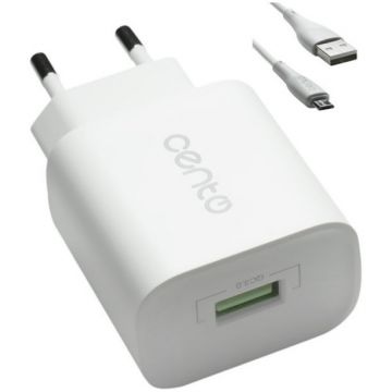 Incarcator Retea P101 MicroUSB USB QC 3A 18W Alb