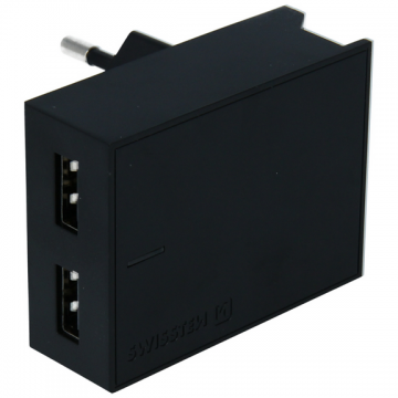 Incarcator retea Smart IC 2x USB 3A plus cablu USB Type-C 1.2m Negru