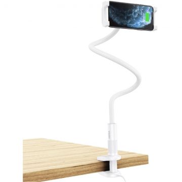 Incarcator T584-F Qi 15W compatibil cu telefoane si tablete cu diagonala intre 4.7 si 7 inch, functie suport de birou, Alb