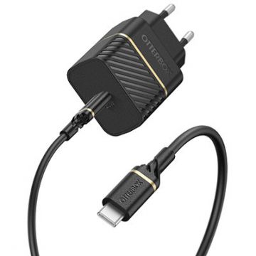 Incarcator Fast Charge USB-C 20W, Power Delivery 3.0, Cablu USB-C 1m inclus, Negru