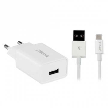 Incarcator retea 647 2.1A cu cablu USB Type C Alb
