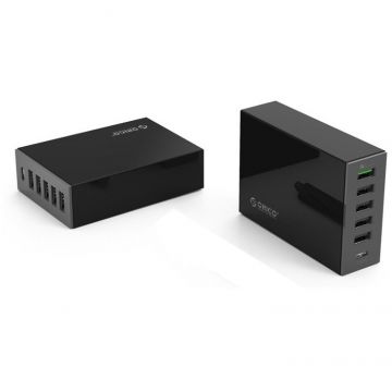 Incarcator retea TSL-6U 5x USB 1x USB-C Negru Incarcator retea TSL-6U 5x USB 1x USB-C Negru