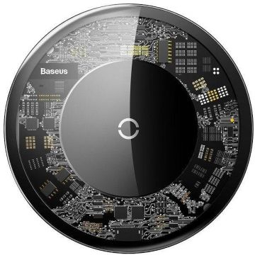 Incarcator Wireless Fast Charger 9V Negru/Transparent
