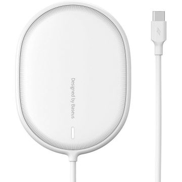 Incarcator Wireless Light Magnetic, 15W, LED, Cablu USB-C 1.5m, Alb