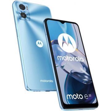Smartphone Motorola Moto E22, 64GB, 4GB RAM, Dual SIM, 4G, Tri-Camera, Crystal Blue Smartphone Motorola Moto E22, 64GB, 4GB RAM, Dual SIM, 4G, Tri-Camera, Crystal Blue