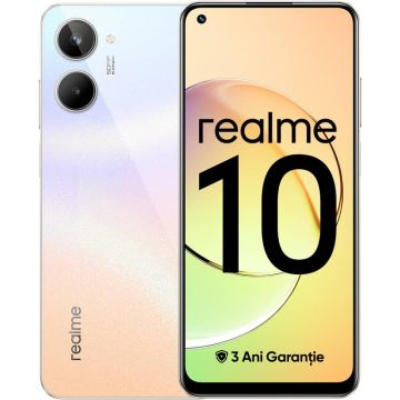 Smartphone Realme 10, Ecran Gorila Glass, 128GB, 8GB RAM, Dual SIM, 4G, Camera 50 MPX, baterie 5000 mAh, Clash White