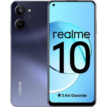 Smartphone Realme 10, 256GB, 8GB RAM, Dual SIM, Tri-Camera, 4G, Rush Black Smartphone Realme 10, 256GB, 8GB RAM, Dual SIM, Tri-Camera, 4G, Rush Black