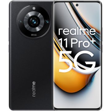Smartphone Realme 11 Pro+, Ecran 120Hz, 512GB, 12GB RAM, Dual SIM, 5G, Camera 200MPX, Astral Black, incarcator 100W inclus in pachet
