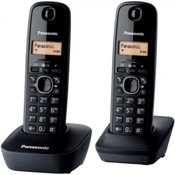 Telefon fara fir DECT Twin KX-TG1612FXH cu 2 receptoare Caller ID Negru