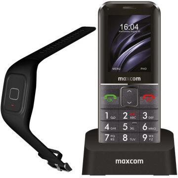 Telefon mobil Maxcom MM735 Single SIM Black + bratara SOS cu IP67
