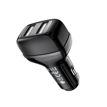 Incarcator Auto Hoco Leader 12 W, 2 x USB, 2.4A, negru