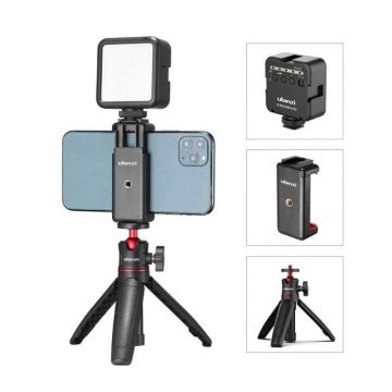 Kit vlog Ulanzi mini trepied MT-08+suport smartphone ST-07+Lampa LED VL49 -2062