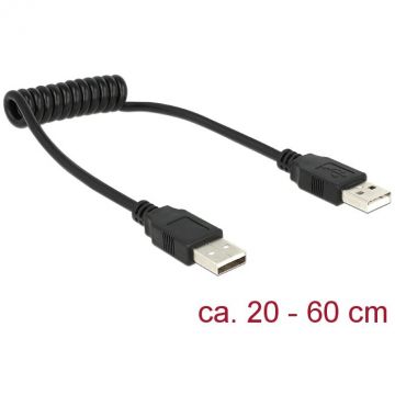 Delock Delock Cable USB 2.0-A male / male coiled cable 20-60cm