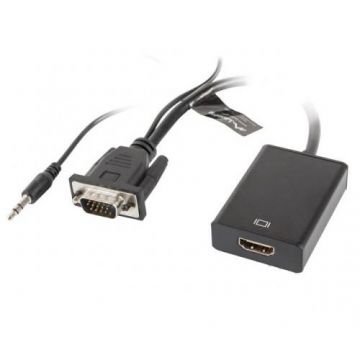 LANBERG Lanberg adapter VGA(M) + audio 3.5mm -> HDMI(F) 20cm