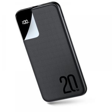 Acumulator extern JR-QP190 10000 mAh, 20W, 4 Porturi, Display LED, Cablu USB-C inclus, Negru