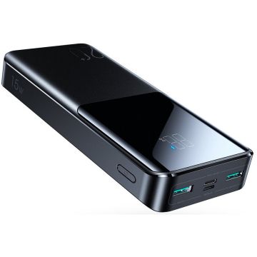 Acumulator extern JR-T014, 20000 mAh, 4 Porturi, Afisaj, Quick Charge 3.0, 15W, Cablu USB-C inclus, Negru
