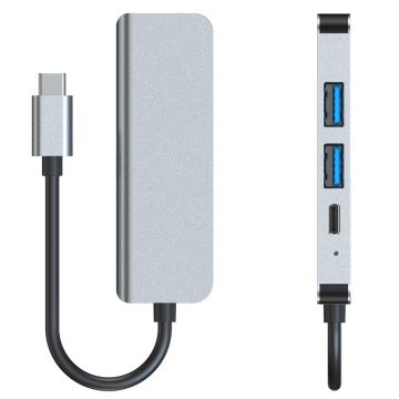 Adaptor HUB aluminiu 4-in-1 Tech-Protect V2 USB Type-C - 2x USB 3.0, 1x USB Type-C, 1x HDMI, Gri