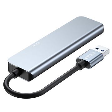 Adaptor HUB aluminiu 5-in-1 Tech-Protect V0, USB - 3x USB 2.0, 1x USB 3.0, 1x USB Type-C, Gri