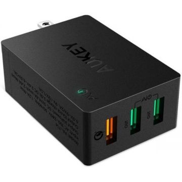 AUKEY Incarcator Retea Aukey PA-T14, 3 x USB 3.0, Quick Charge 3.0, Negru