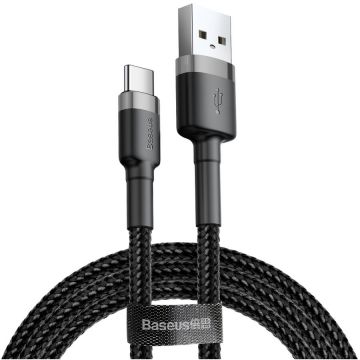 BASEUS Cablu date si incarcare Baseus Cafule, USB la USB Type-C, 0.5 m, 3A, negru