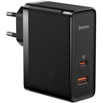 BASEUS Incarcator Retea cu cablu USB Type-C Baseus GaN5 Pro, Quick Charge, 100W, 1m, 1 X USB - 1 X USB Type-C, Negru CCGP090201