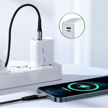 Cablu date USB-C la Lightning MFI 2.4A pentru incarcare rapida si transfer date Joyroom S-1224K2, PD 20W, 480 Mbps, 1.2m, Negru