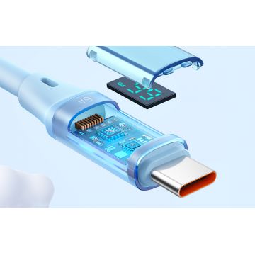 Cablu pentru incarcare si transfer date Mcdodo CA-1922 cu display, USB/USB-C, 66W, 6A, 1.2m, Albastru