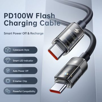 Cablu pentru incarcare si transfer date Mcdodo CA-2841 USB-C/USB-C, 100W, 5A, 1.8m, Negru