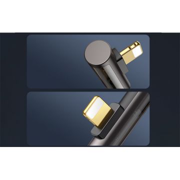 Cablu pentru incarcare si transfer date Mcdodo CA-3510, Unghi incarcare de 90 grade, Prism USB/Lightning, 12W, 3A, 1.2m, Negru