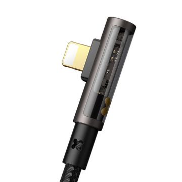 Cablu pentru incarcare si transfer date Mcdodo CA-3511, Unghi incarcare de 90 grade, Prism USB/Lightning, 12W, 3A, 1.8m, Negru