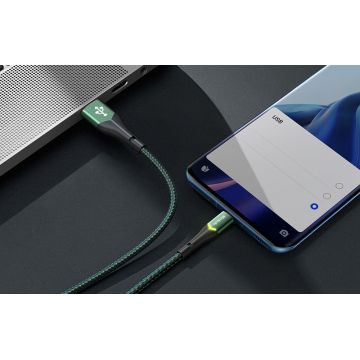 Cablu pentru incarcare si transfer date Mcdodo CA-7961 Magnificence Indicator LED, USB/USB-C, 3A, 1m, Verde