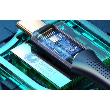 Cablu pentru incarcare si transfer date Mcdodo CA-8323 Firefox Unghi incarcare de 90 grade, USB-C/USB-C, 100W, 5A, 2m, Negru