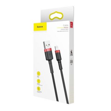 Cablu pentru incarcare si transfer de date Baseus Cafule USB/Lightning 3m Negru/Rosu