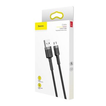 Cablu pentru incarcare si transfer de date Baseus Cafule USB/Micro-USB 2m Negru/Gri