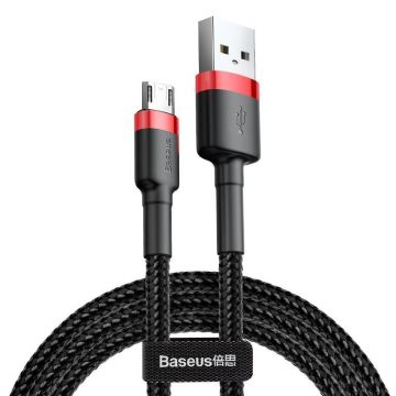 Cablu pentru incarcare si transfer de date Baseus Cafule USB/Micro-USB 3m Negru/Rosu