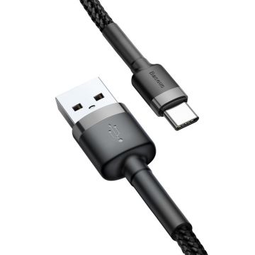 Cablu pentru incarcare si transfer de date Baseus Cafule USB/USB Type-C 3m Negru/Gri