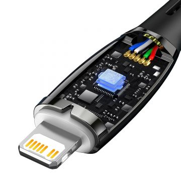 Cablu pentru incarcare si transfer de date Baseus Glimmer, USB Type-C/Lightning, PD 20W, 1m, Negru