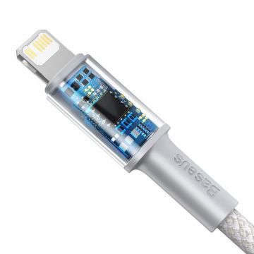Cablu pentru incarcare si transfer de date Baseus High Density, USB Type-C/Lightning, Power Delivery 20W, 1m, Alb