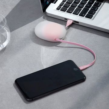Cablu pentru incarcare si transfer de date Baseus Let's Go Little Reunion, USB/Lightning, 2A, 1m, Roz/Transparent