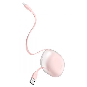 Cablu pentru incarcare si transfer de date Baseus Let's Go Little Reunion, USB/USB Type-C, 2A, 1m, Roz/Transparent