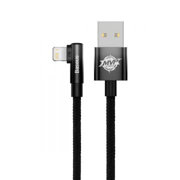 Cablu pentru incarcare si transfer de date Baseus MVP 2 Elbow, USB/Lightning, Quick Charge, 2.4A, 2m, Negru