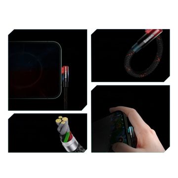 Cablu pentru incarcare si transfer de date Baseus MVP 2 Elbow, USB/Lightning, Quick Charge, 2.4A, 2m, Rosu