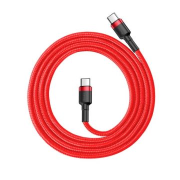 Cablu pentru incarcare si transfer de date Baseus PD60W 2xUSB Type-C 1m Rosu