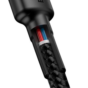 Cablu pentru incarcare si transfer de date Baseus PD60W 2xUSB Type-C 2m Negru/Rosu