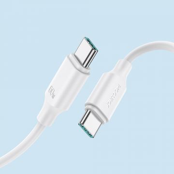 Cablu pentru incarcare si transfer de date Joyroom S-CC060A9, 2x USB Type-C, PD 60W, 1m, Alb
