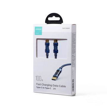 Cablu pentru incarcare si transfer de date Joyroom S-CC100A20, 2x USB Type-C, PD 100W, 2m, Albastru