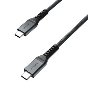 Cablu pentru incarcare si transfer de date NOMAD Kevlar, 2x USB Type-C, 100W, 1.5m, Negru