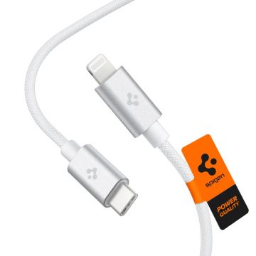 Cablu pentru incarcare si transfer de date Spigen ArcWire PB2200, USB Type-C/Lightning, MFI, 2m, Alb