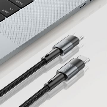 Cablu pentru incarcare si transfer de date TECH-PROTECT UltraBoost, 2x USB Type-C, PD 60W, 3A, 1m, Gri